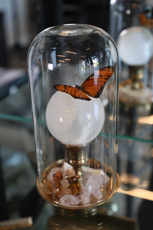Selenite Sphere on Brass Stand Dome